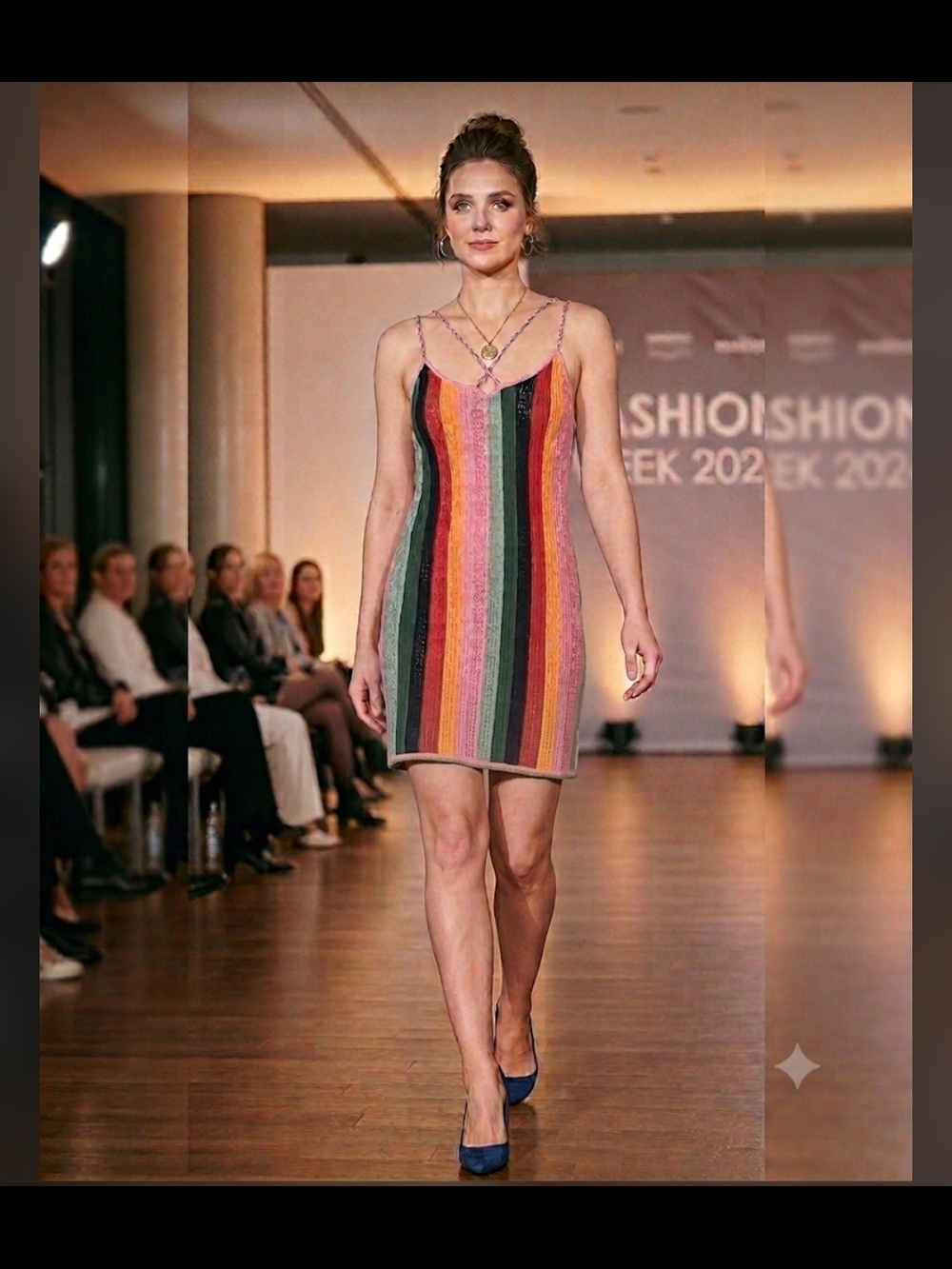 Farm Rio Multicolor Vertical Stripe Midi Dress